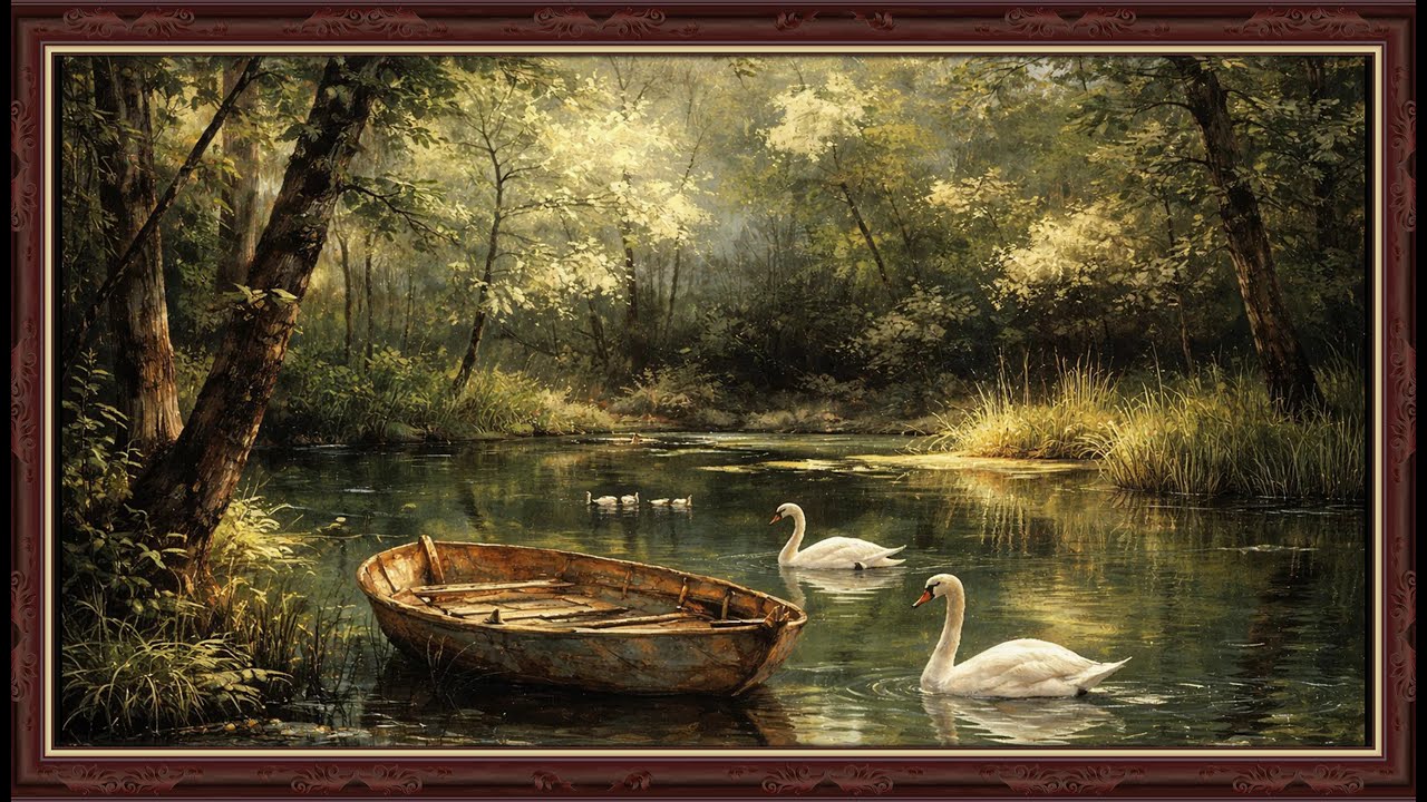 Golden Forest Lake with Swans 🦢🌿 | Relaxing Nature Scenery in 4K for Frame TV