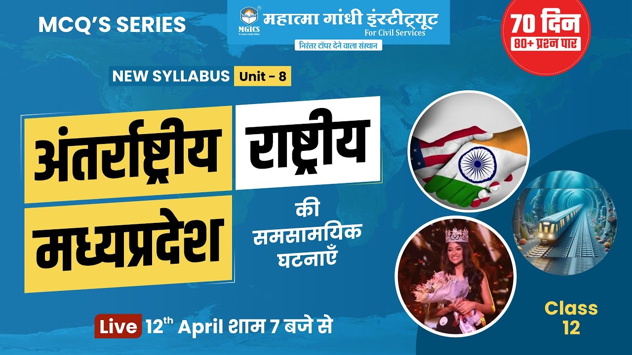 TARGET MPPSC PRE 2024 | MCQ SERIES | UNIT - 08 | राष्ट्रीय अंतरराष्ट्रीय मध्य प्रदेश समसामयिक घटनाएं