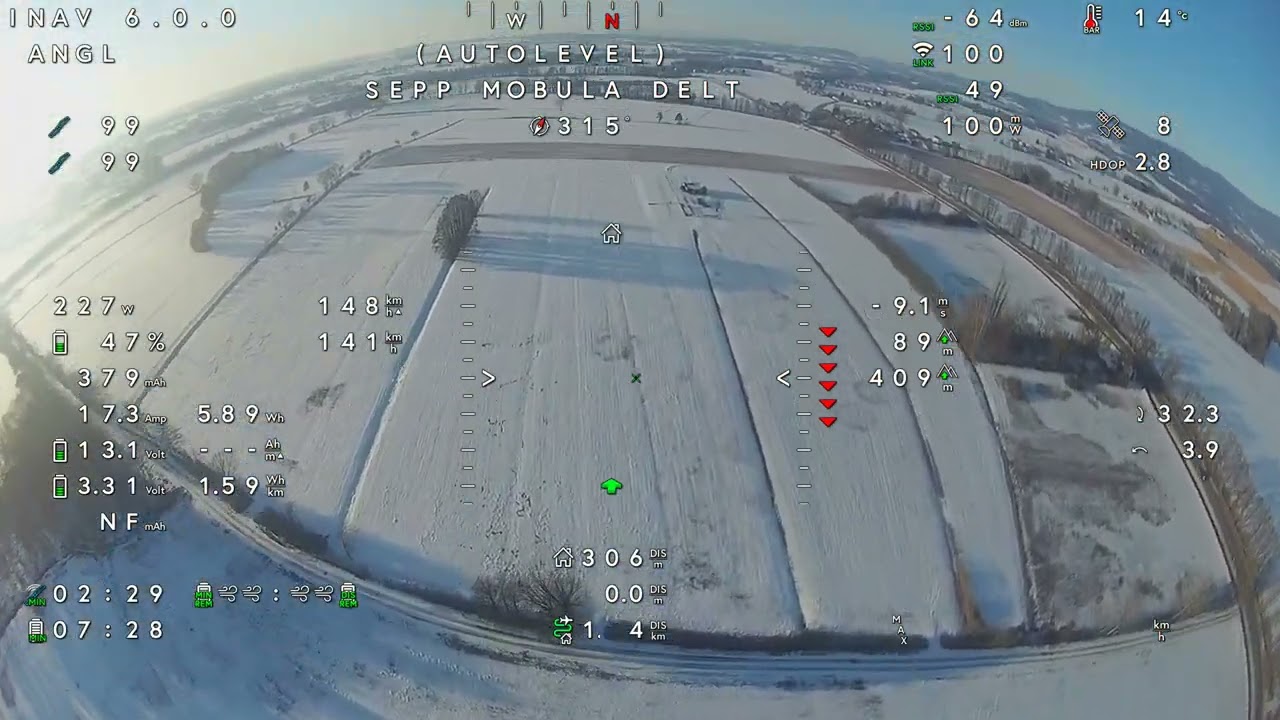 Eachine Mobula Deltawing Testflug mit 2508 1700KV und 7042 Latte Brille mit OSD 15 1 2026