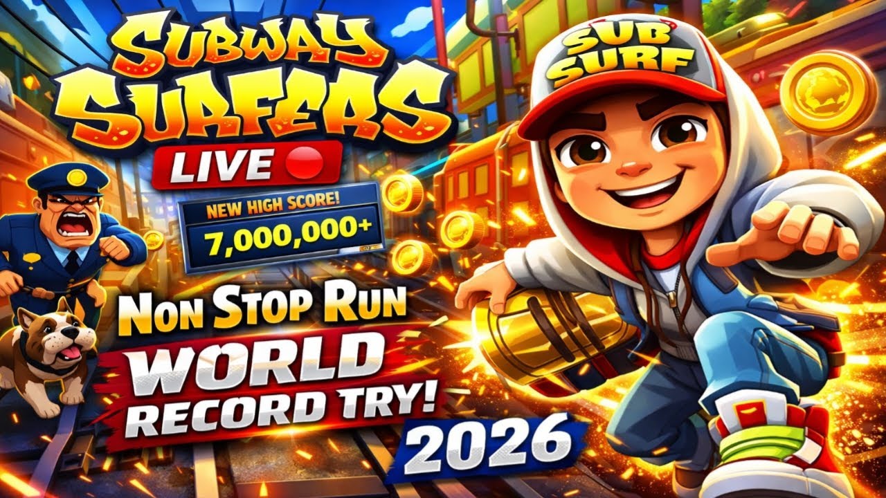 Subway Surfers LIVE 🔴 | Non Stop Run 😱 | World Record Try | 2026