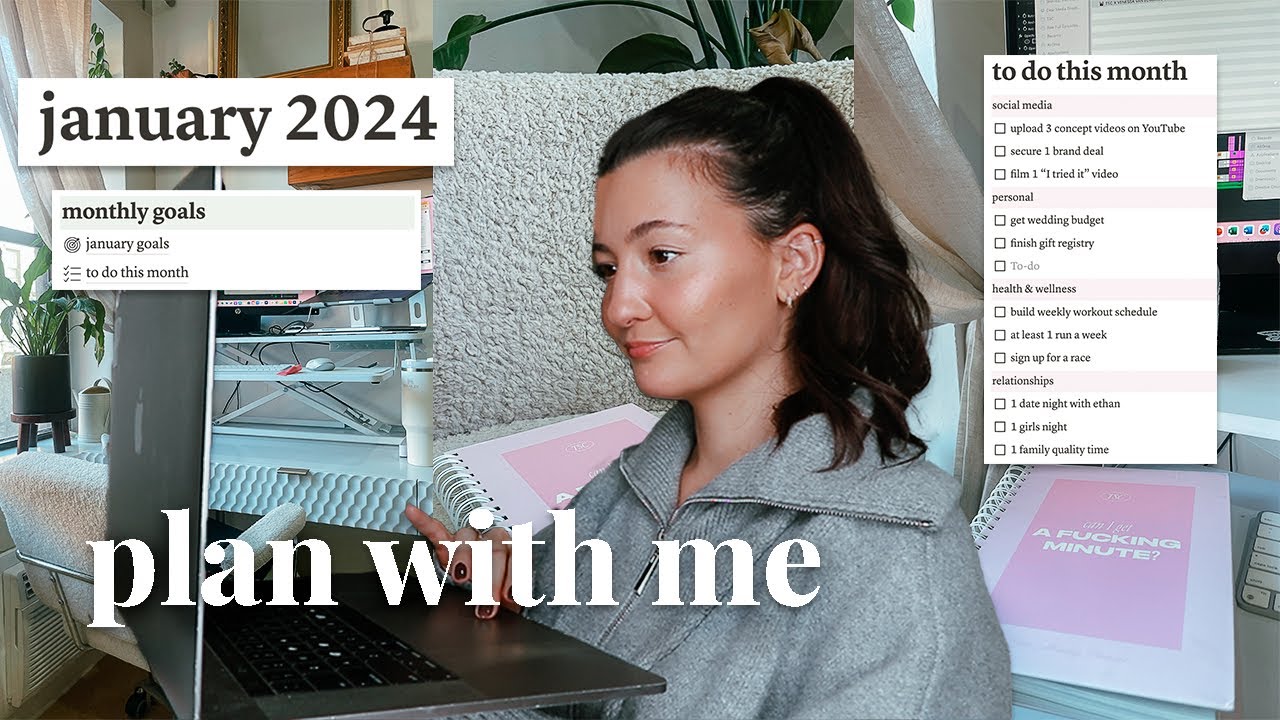 JANUARY 2024 PLAN WITH ME *realistic* | goal setting on notion, content planning + new habits