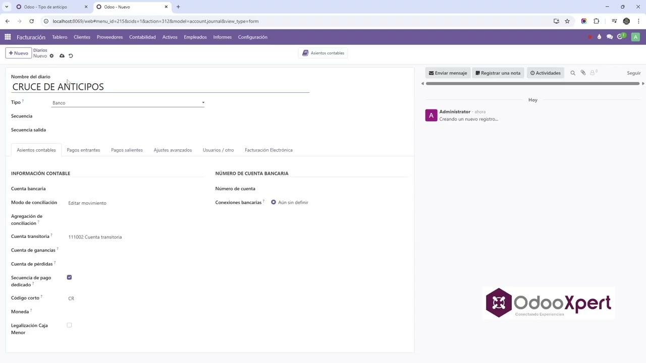 OdooXpert - Configurar tipos de anticipo