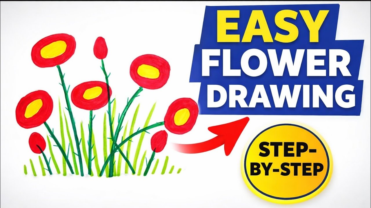 Easy Flower Drawing for Beginners | Simple & Beautiful Drawing 