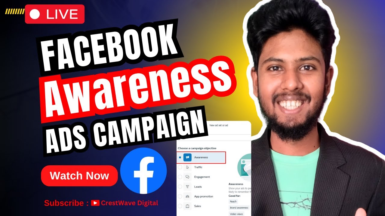Facebook awareness ads campaign live project | Facebook awareness campaign 2025 | Crestwave Digital