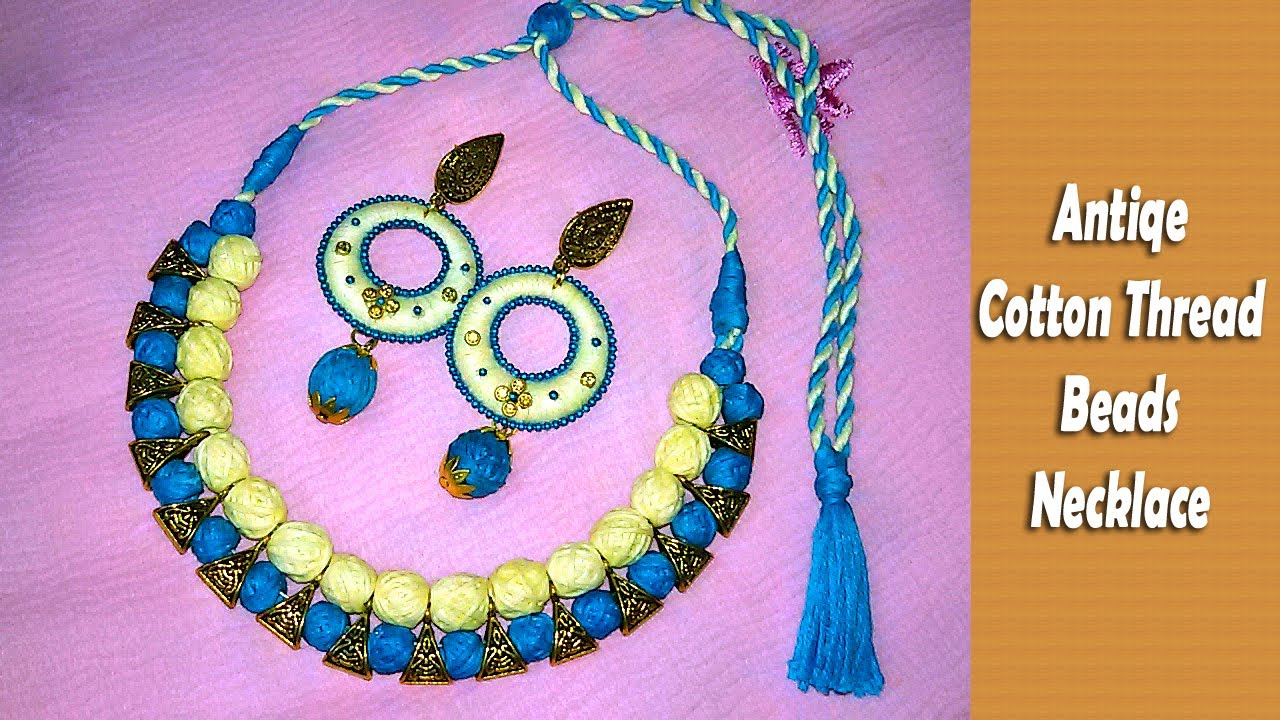 Charming Cotton Thread Beads Antique Bail Necklace Making / Tutorial / DIY