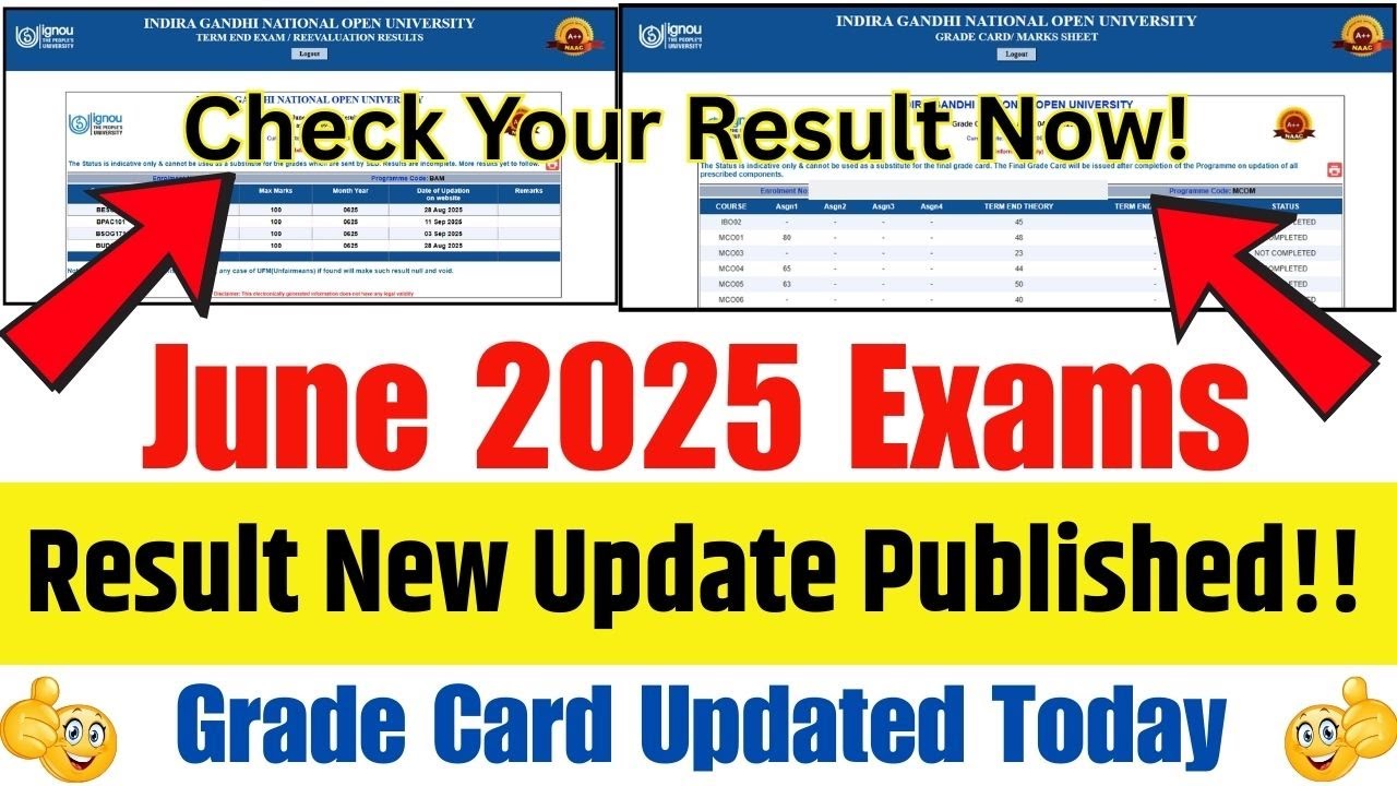 (Big Update) IGNOU June 2025 Exam Result Update || IGNOU June Exam Result || IGNOU Grade Card Update