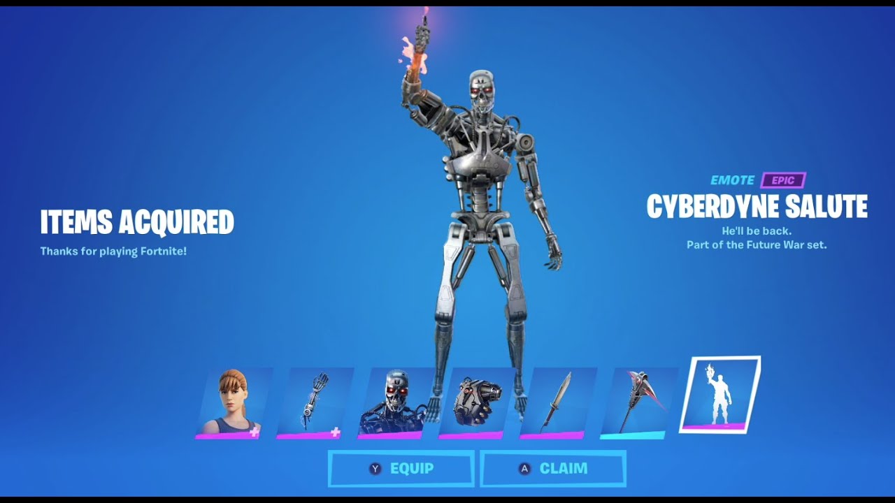 Buying FUTURE WAR Bundle ( Sarah, T-800 Terminator Skins ) in Fortnite