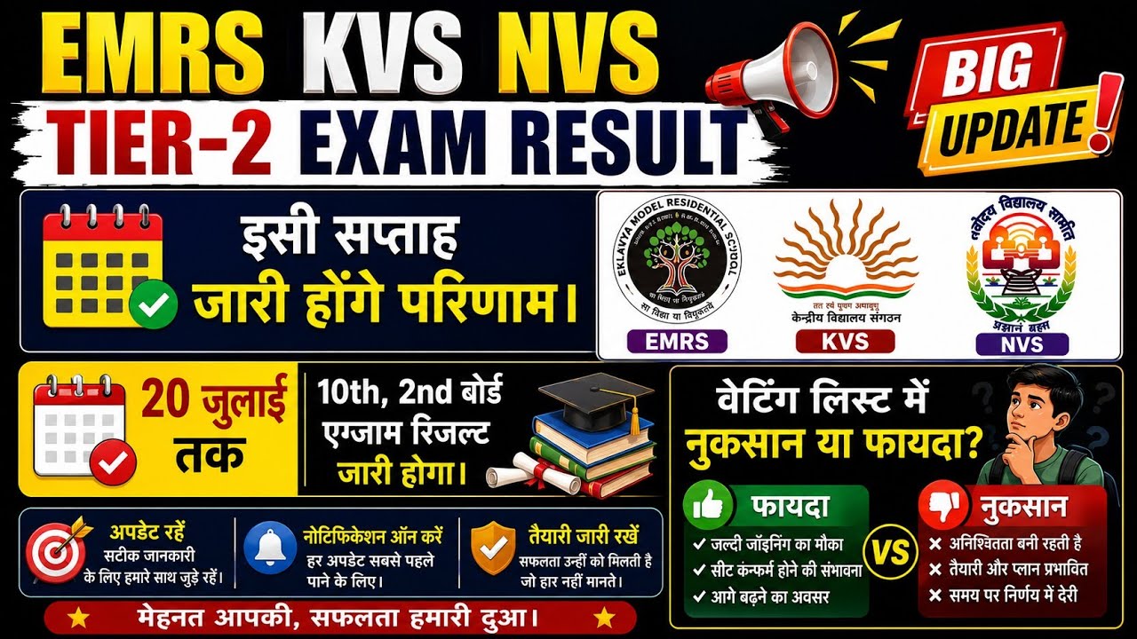 EMRS KVS NVS TIER-II RESULT UPDATE ❗ इसी सप्ताह में जारी 🔥 होगा रिजल्ट 😃❗Date Fix❗ #emrs #kvs
