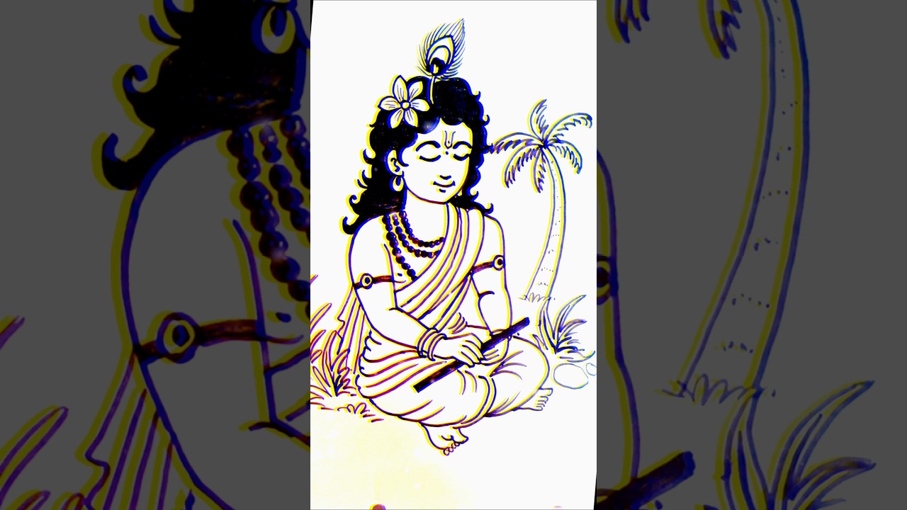 lord Krishna easy drawing 