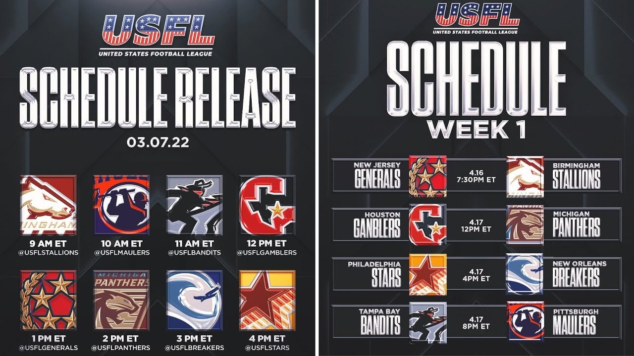 USFL Announces Inaugural Regular-Season Matchups, Prime Time Games