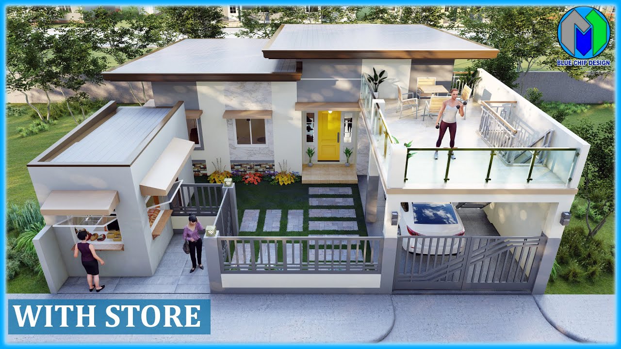 Small House Design with sari sari Store and Roof Deck | Simple House Design | Modern House Design