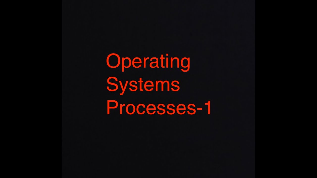 Operating Systems I: Processes-1