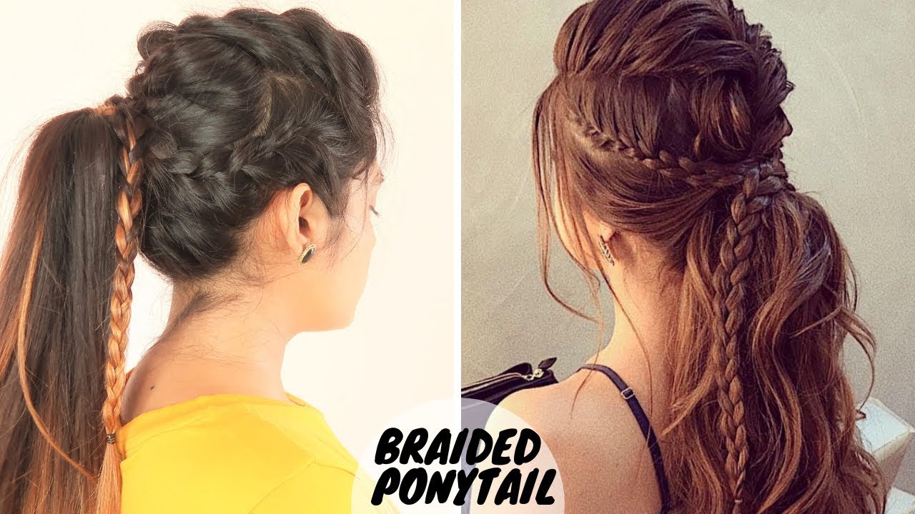New Braided Messy Ponytail Hairstyle For Medium To Long Hair /Hairstyle For Party/Function