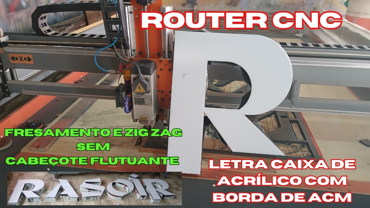 FAZENDO LETRA CAIXA DE ACRILICO COM BORDA DE ACM NA ROUTER CNC