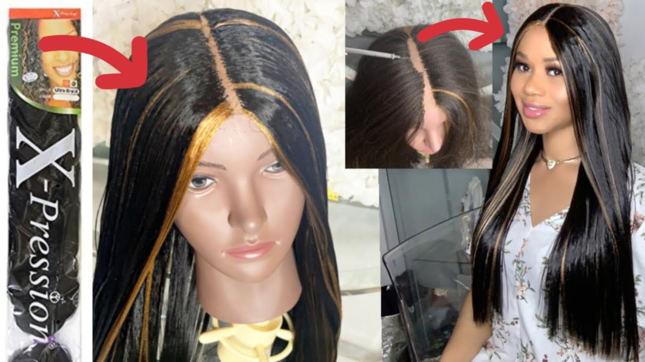 STRAIGHT CROCHET WIG USING X-PRESSION BRAID EXTENSION/ Crochet Closure Wig/ No Closure Wig