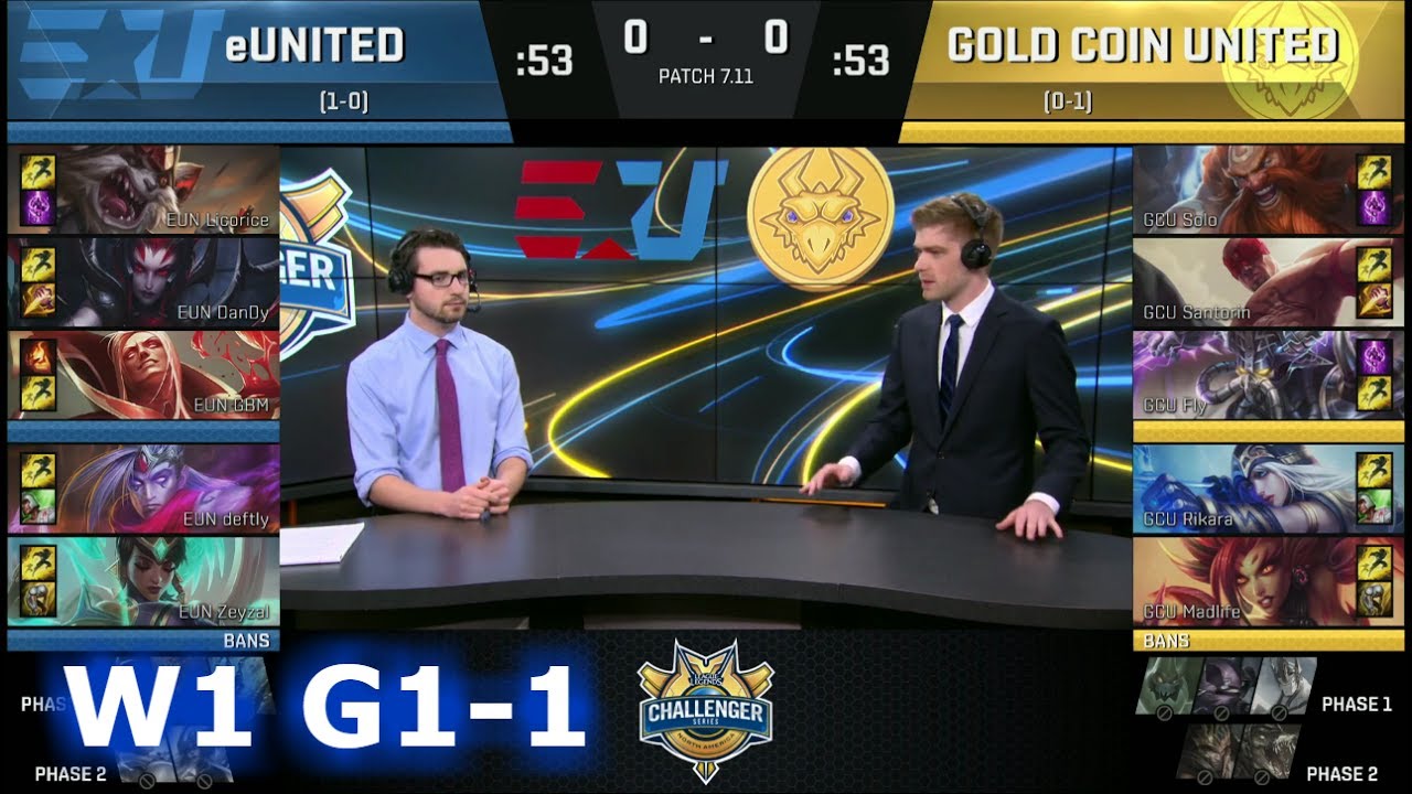eUnited (w/ DanDy) vs Gold Coin United ) Game 1 | Week 1 S7 NA CS Summer 2017 | EUN vs GCU G1