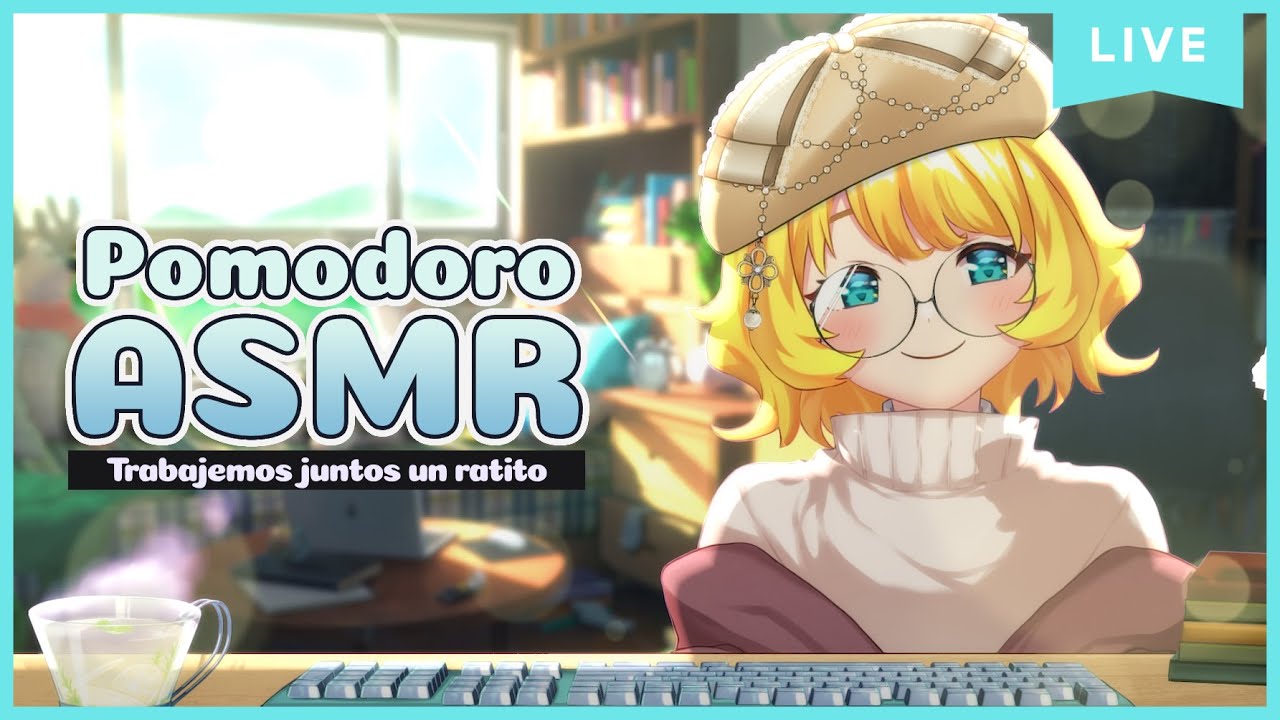 【ASMR】 Trabaja junto conmigo un ratito 💛 / Sesión pomodoro con timer 🍅 【Sunny Suuris】