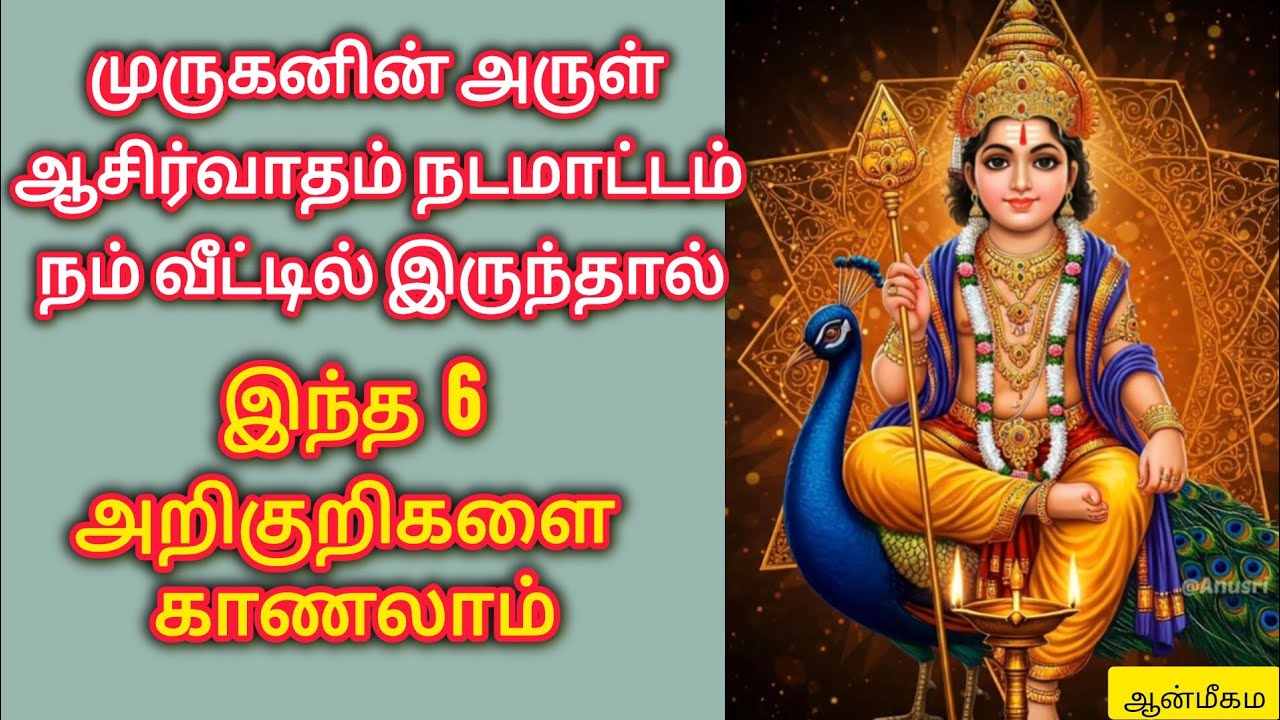 முருகனின் அருள் ஆசிர்வாதம் நடமாட்டம் நம் வீட்டில் இருந்தால் இந்த 6 அறிகுறிகளை காணலாம்@Anmegam6 #god 