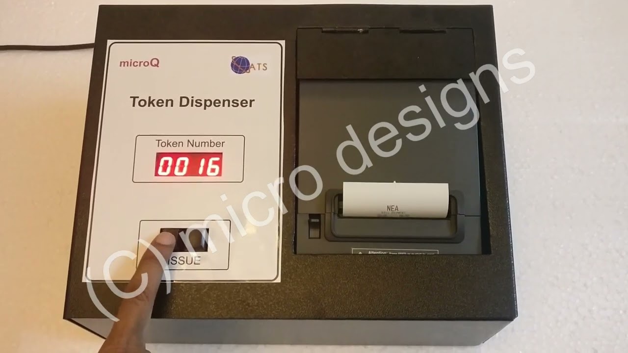 Token Dispenser with Heavy duty auto cutter thermal printer by micro designs