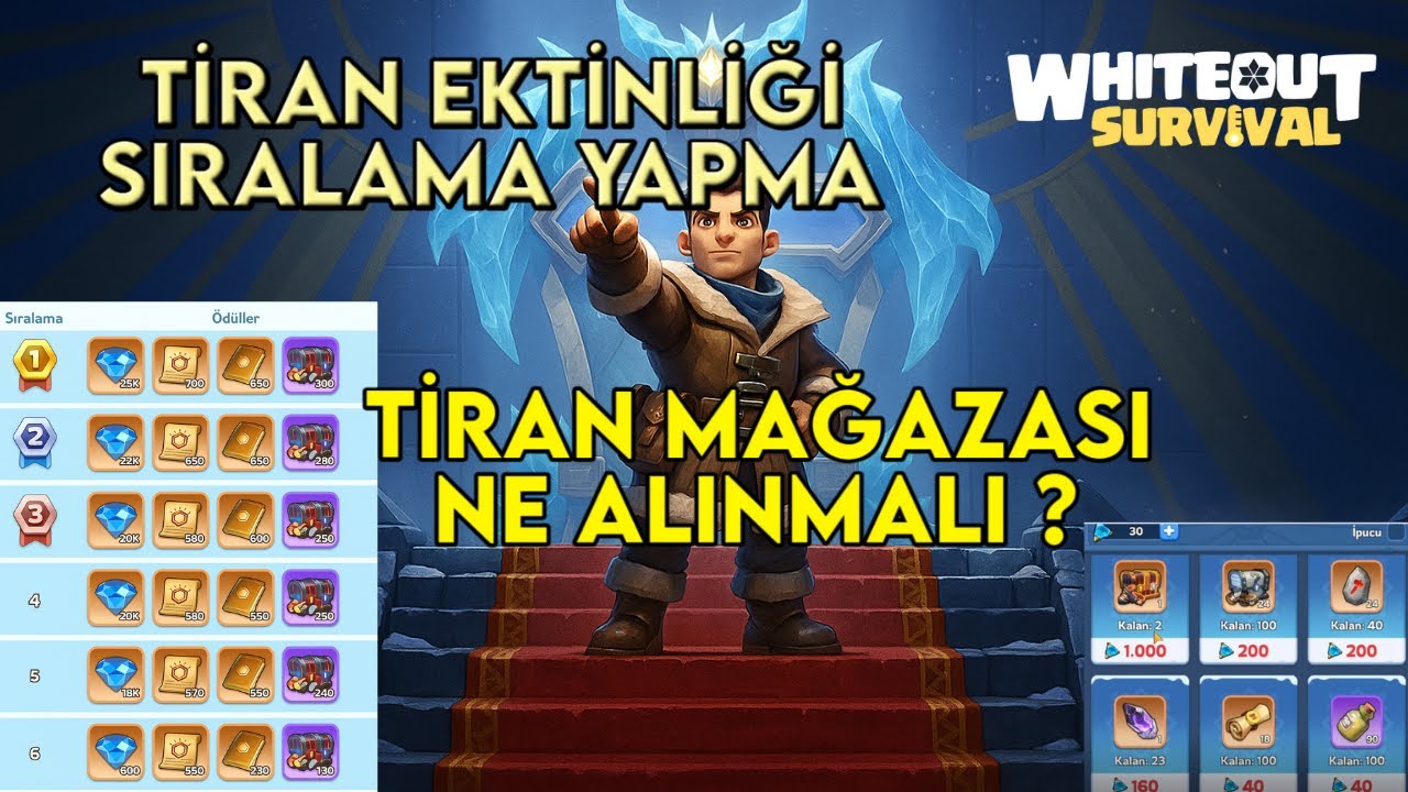 TİRAN SIRALAMA YAPMA TAKTİĞİ ! TİRAN MAĞAZASINDAN NE ALMALIYIZ ? TİRAN TAHMİNLERİ? WHİTEOUT SURVİVAL