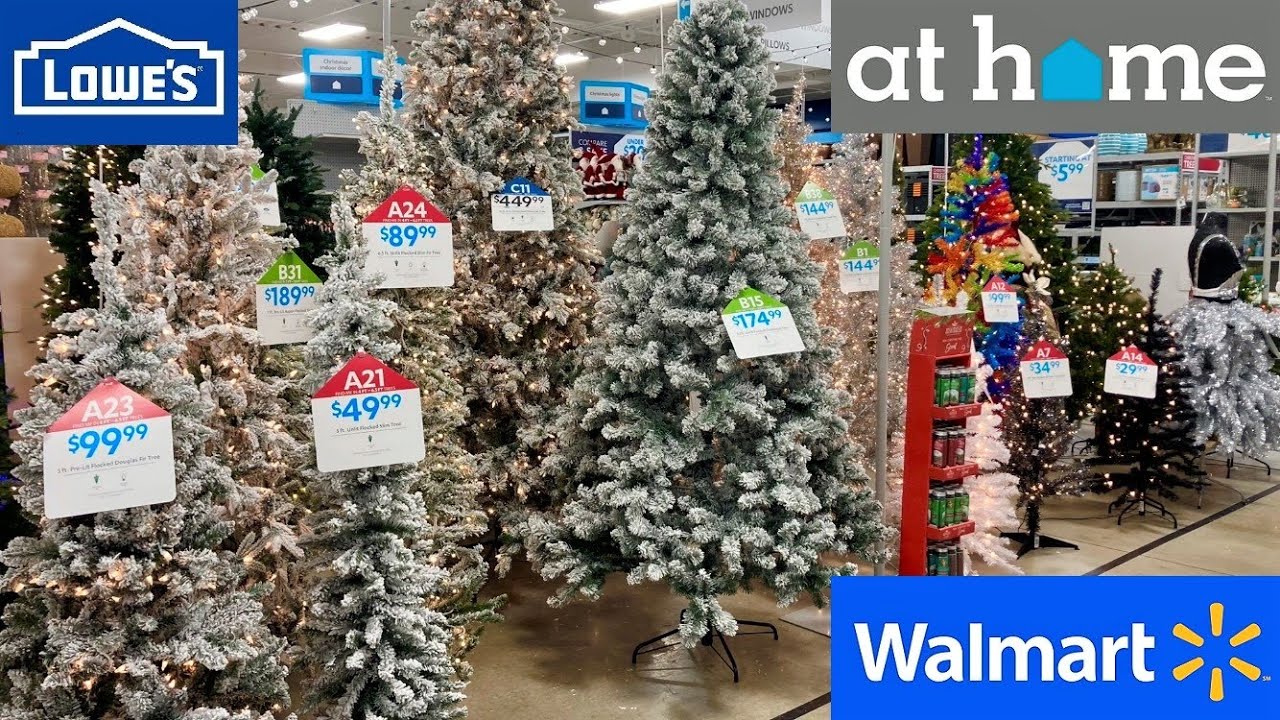 LOWE'S WALMART AT HOME CHRISTMAS DECORATIONS TREES DECOR SHOP WITH ME SHOPPING STORE WALK THROUGH