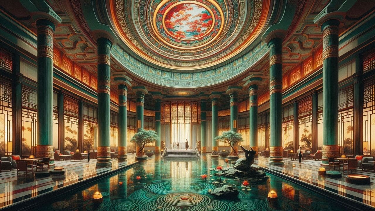 Silent Lantern Palace Lobby | Relaxing Fantasy Hotel Ambience for Study & Reading | 30min Loop