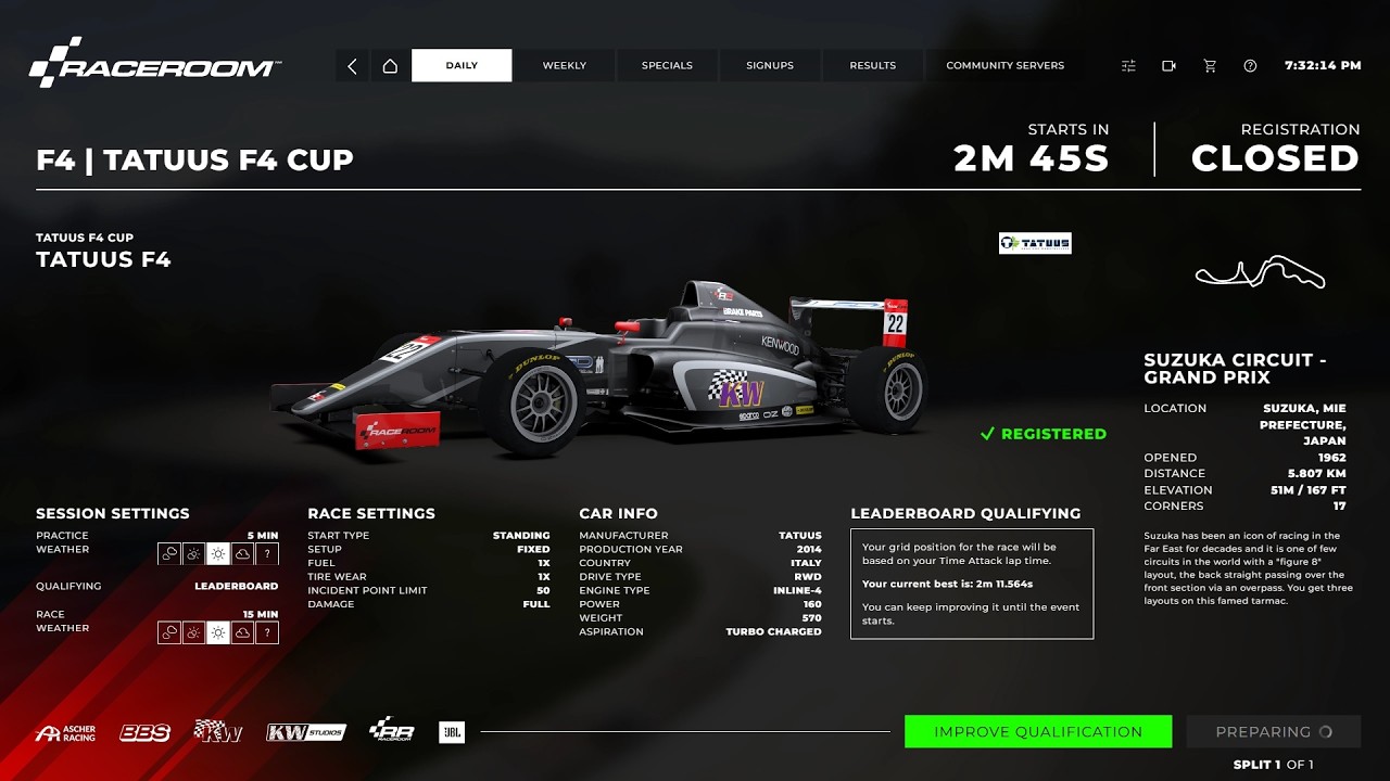 Raceroom Racing Experience. Brands Hatch. Tatuus F4 Cup