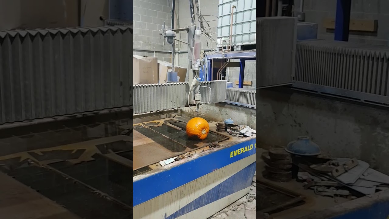 Water jet cutting a pumpkin
