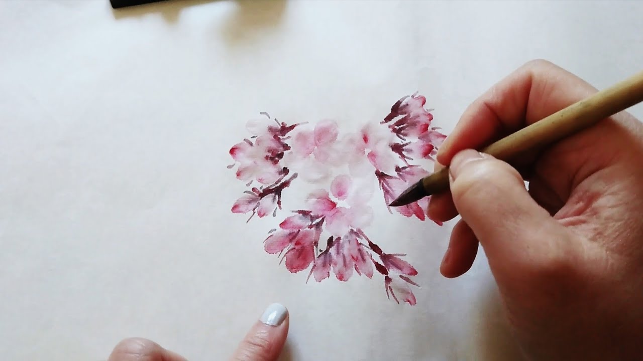 【リクエスト】登録者さま限定🍀コメントにお応えしてお届けする墨彩画の回～ちょこっとアレ加えました♪ cherry blossoms