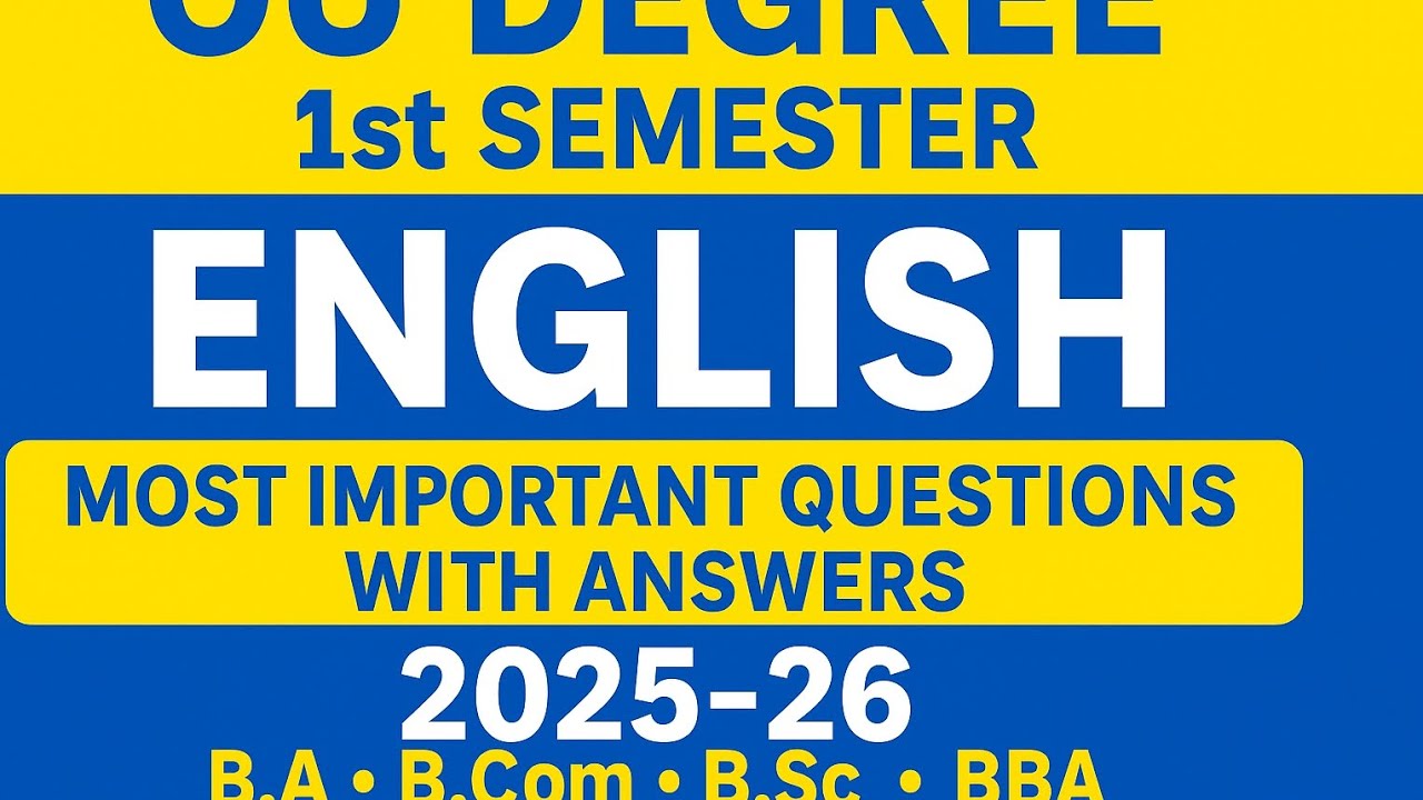 OU Degree 1st Sem English 2025-26|Most Important Questions with Answers|B.A B.Com B.Sc,BBA|Full Exam