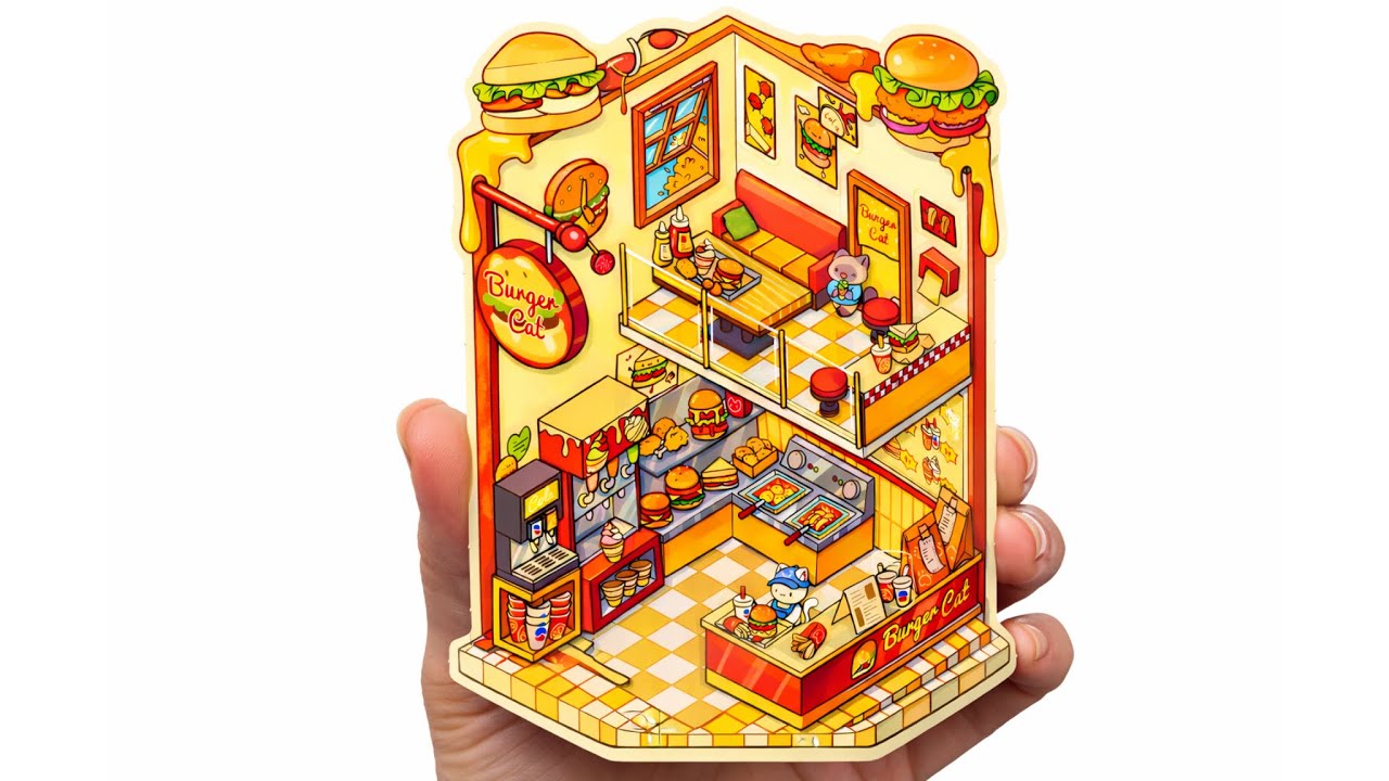 scene stickers book Satisfying Stickers Burger Cafe & Shop Use stickers to diy #satisfying #sticker