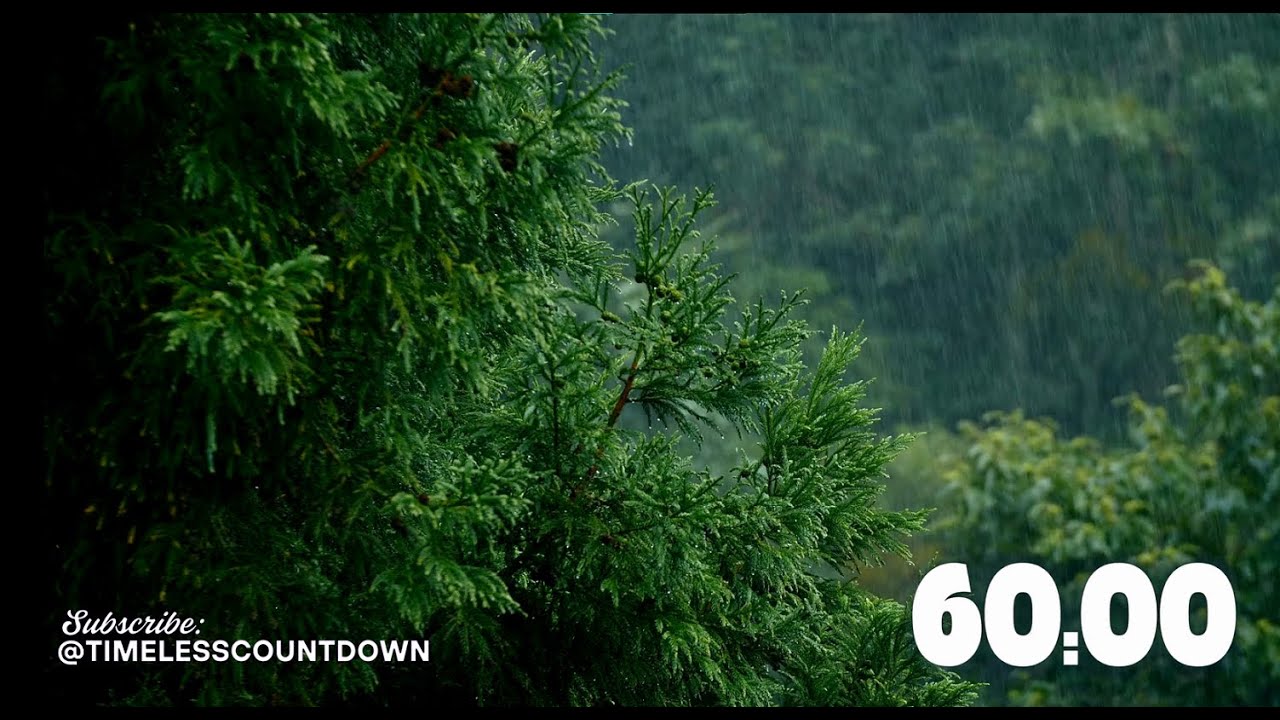 🌧️ 60 Minute Countdown Timer with Relaxing Rain Sounds | Forest Rain Ambience 🌲
