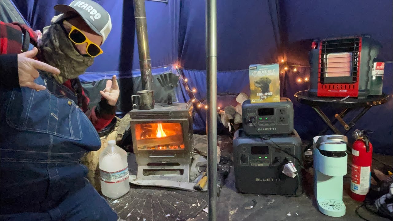 Hot Tent Camping -4  Snow ❄️ is coming