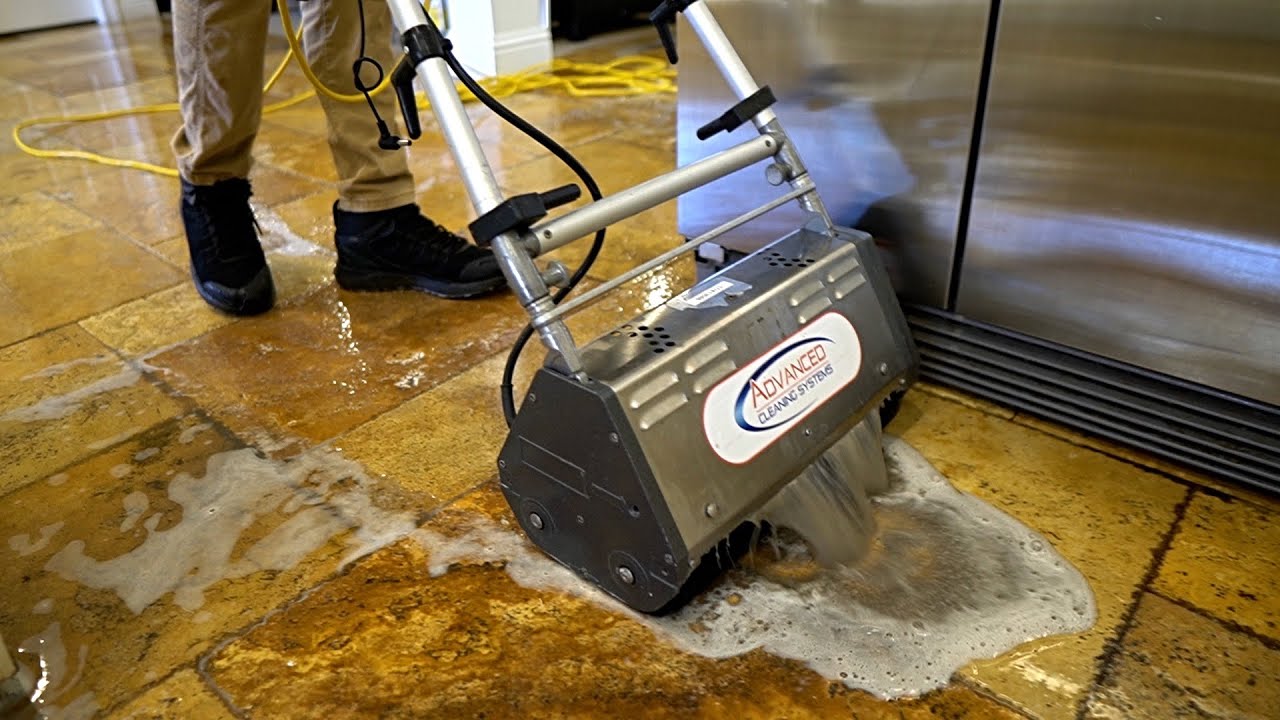 FILTHY 20 year old tile looks like MOTOR OIL while being Deep Cleaned!