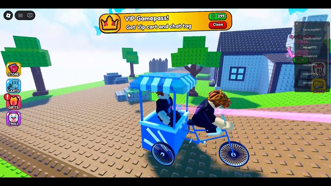 I am playing game to give kids ice cream and a obby