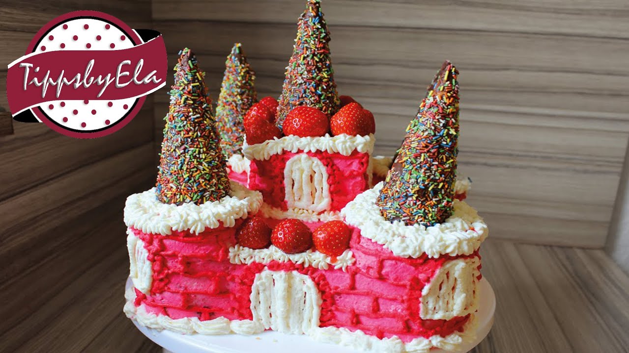 Barbie Schlosstorte Sahne selber machen Anleitung Deutsch Prinzessin Schloss torte
