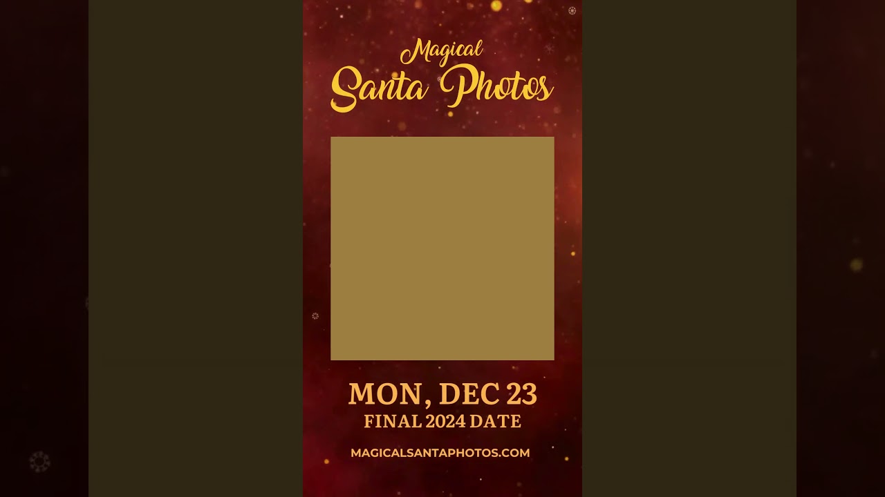 Santa is Coming to Tampa Bay, Florida on Dec 23 for a final Magical Santa Photos event!  