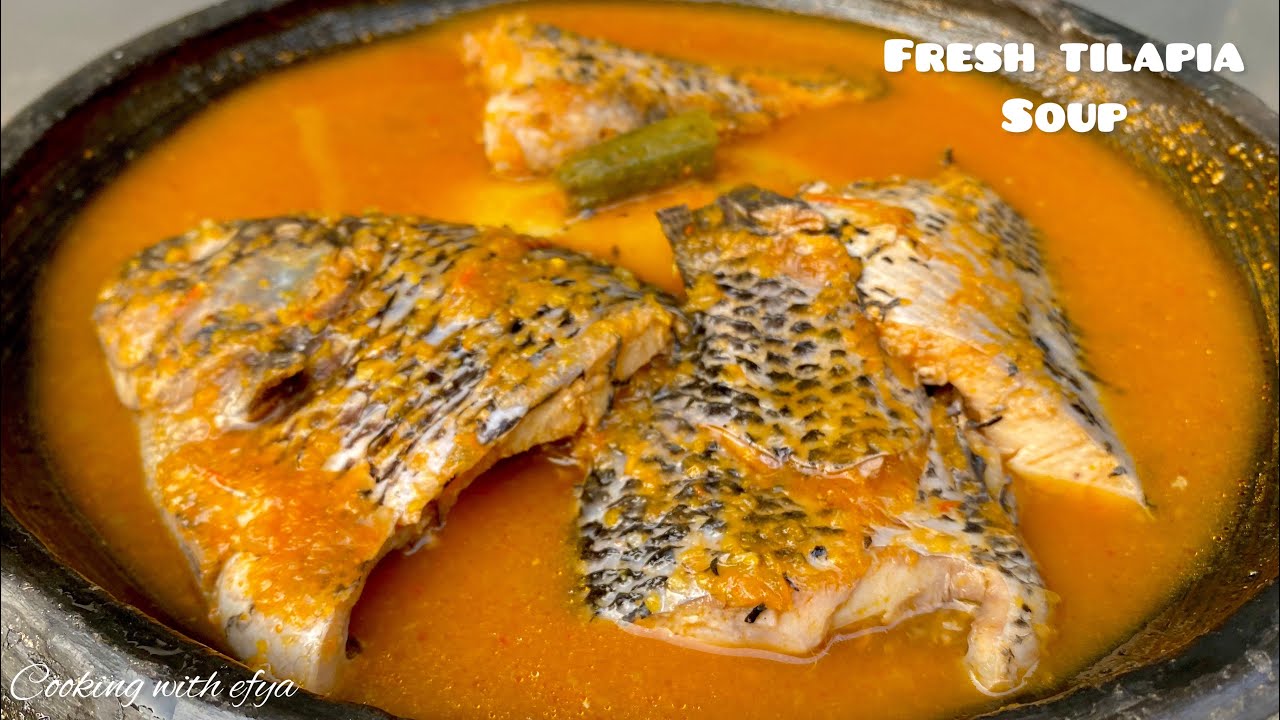 HOW TO MAKE FRESH TILAPIA SOUP  WITH  FUFU | TASTY GHANAIAN 🇬🇭 TILAPIA PEPPER SOUP ✅