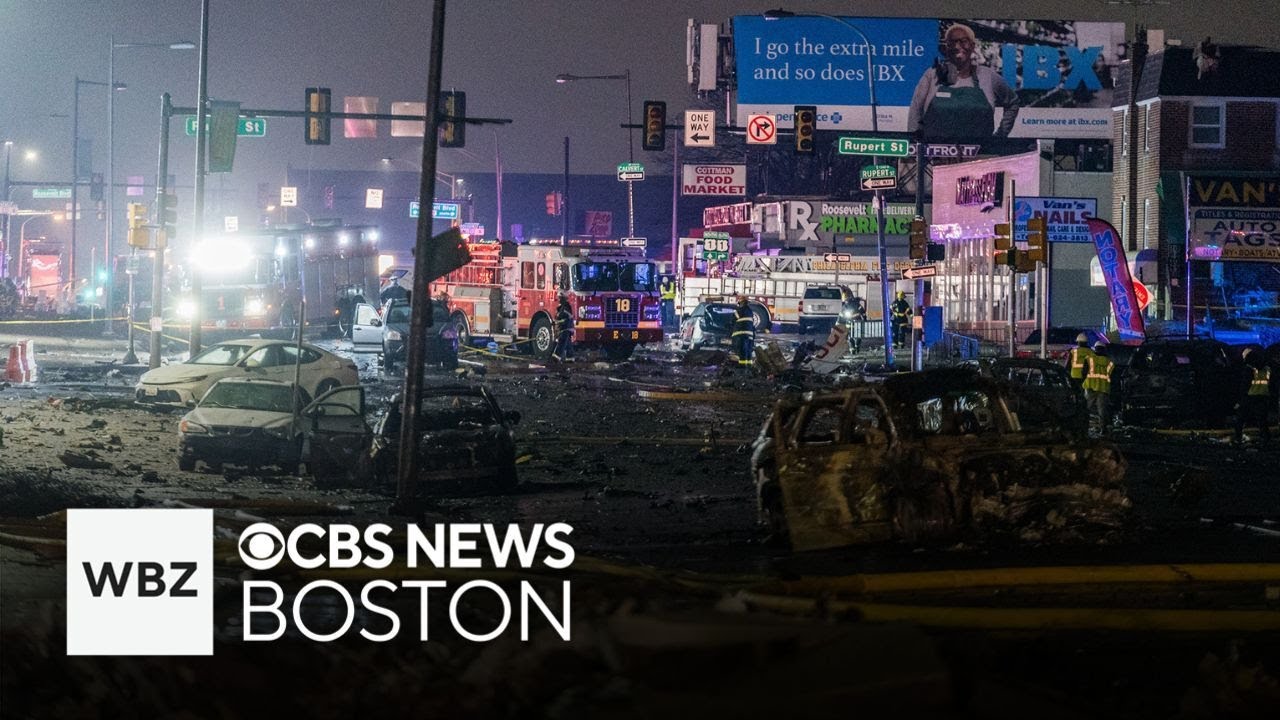 Videos show explosion after medical transport jet crashes in Philadelphia