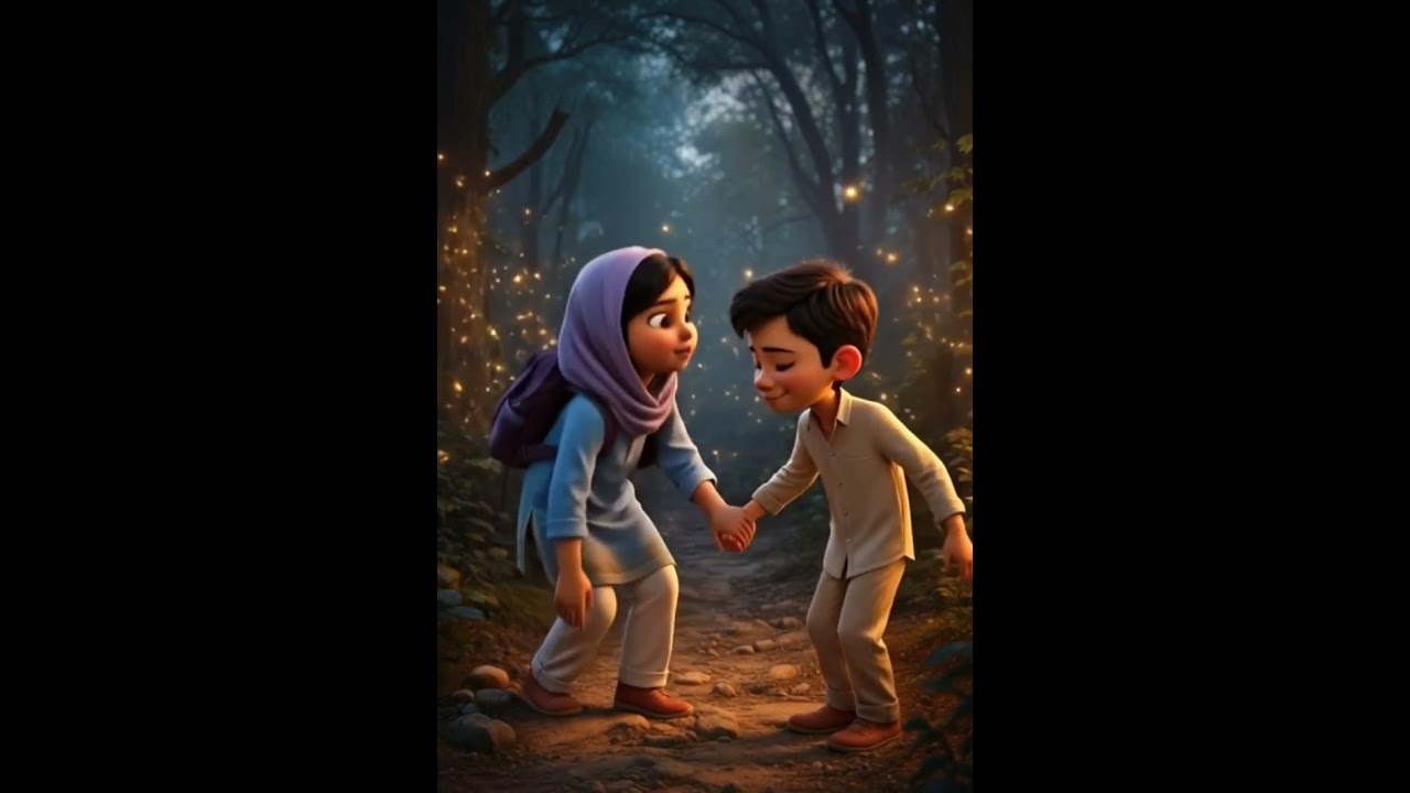 Picnic story of boys and girls in a blue forest full of fun and adventure