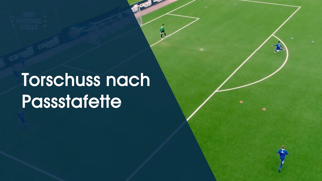 Torschuss nach Passstafette - Fußballtraining am Deutschen Fußball Internat