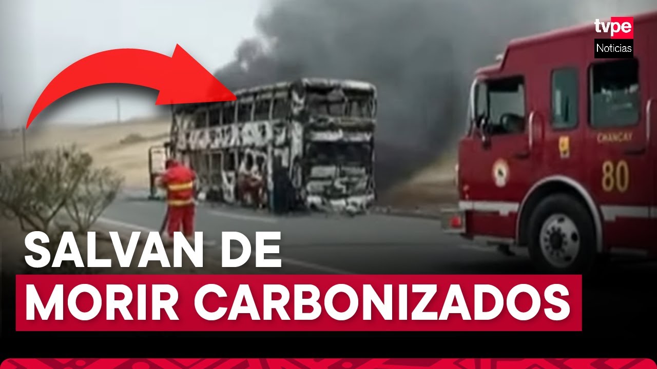 Más de 40 pasajeros se salvan de morir tras incendiarse bus en la variante de Pasamayo