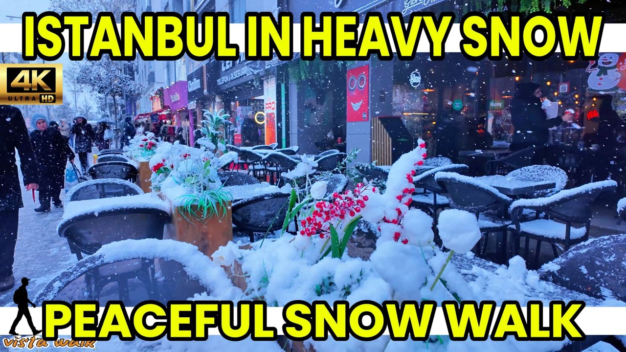 WALKING IN ISTANBUL DURING HEAVY SNOWFALL | RELAXING WINTER WALK 4K