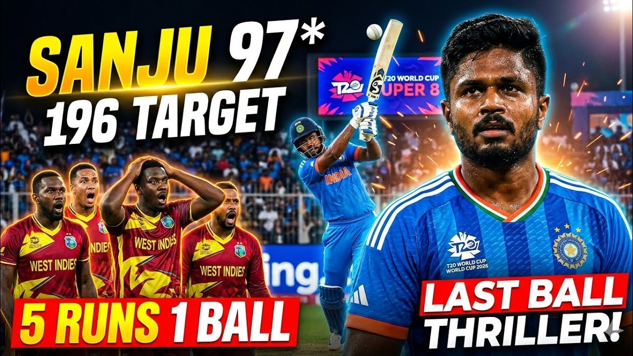 IND vs WI T20 WC 2026 Super 8 Highlights | Sanju 97*