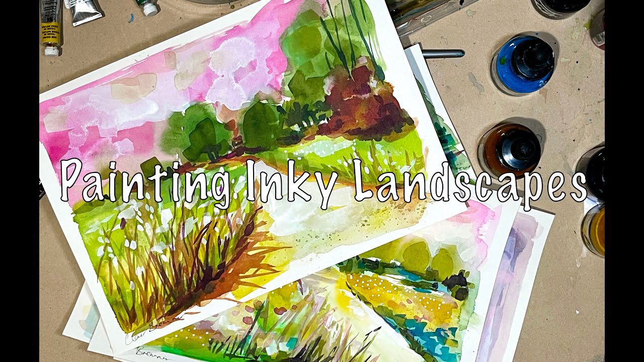 Painting Loose Inky Landscapes - Acrylic ink and gouache