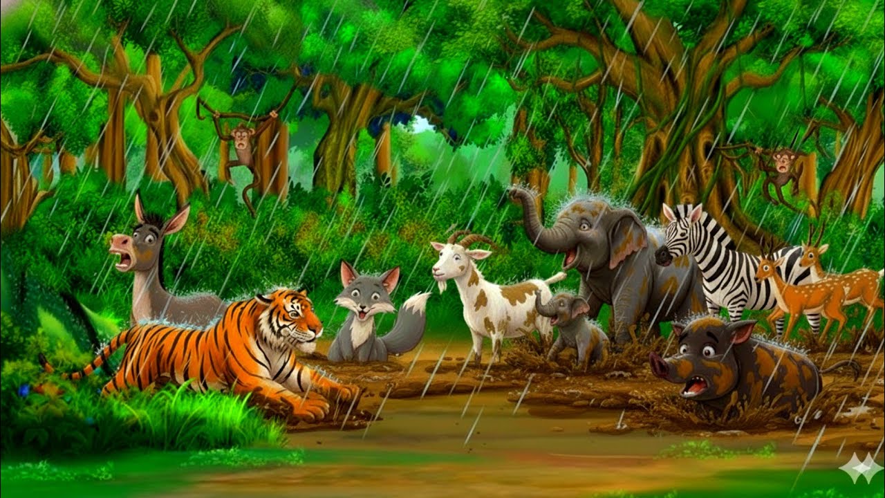 जंगल में तेज़ बारिश /panchtantra ki kahani, kahani animal cartoon #kahani #cartoon #moralstories 