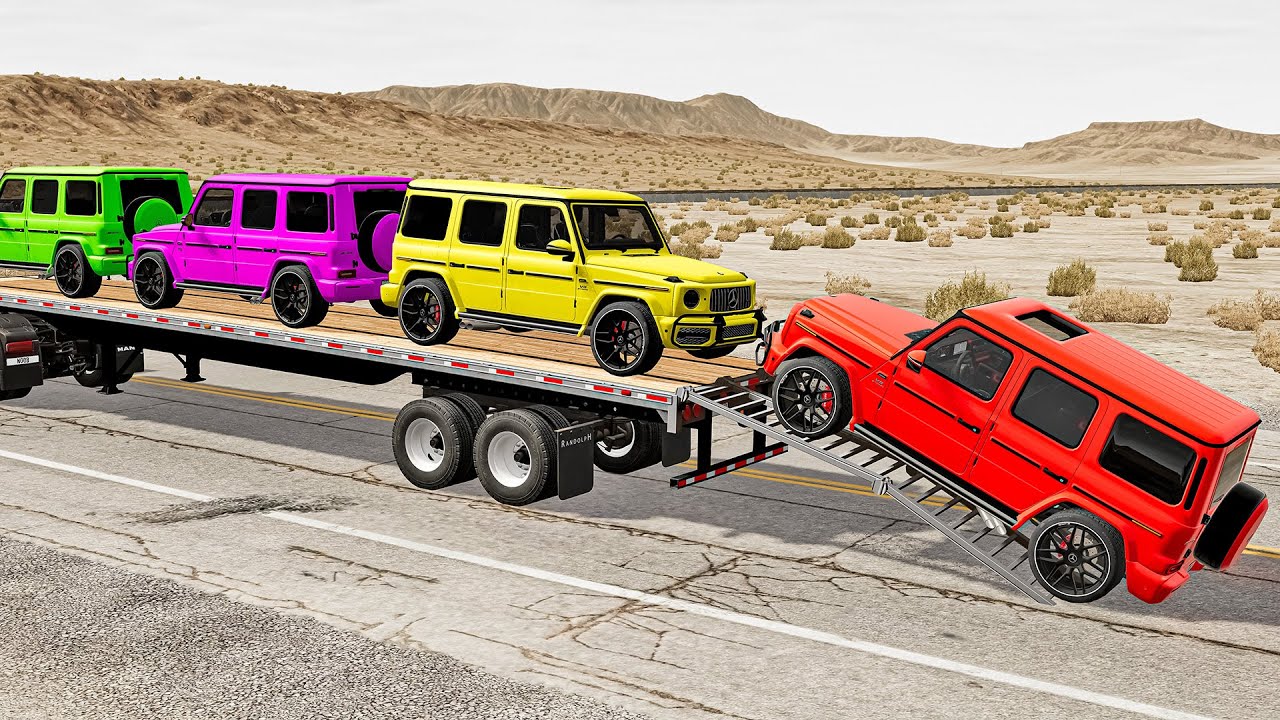 TRANSPORTING PIXAR CARS & FRUITS WITH COLORED & JOHN DEERE vs CLAAS vs TRACTORS - BeamNG.drive #962