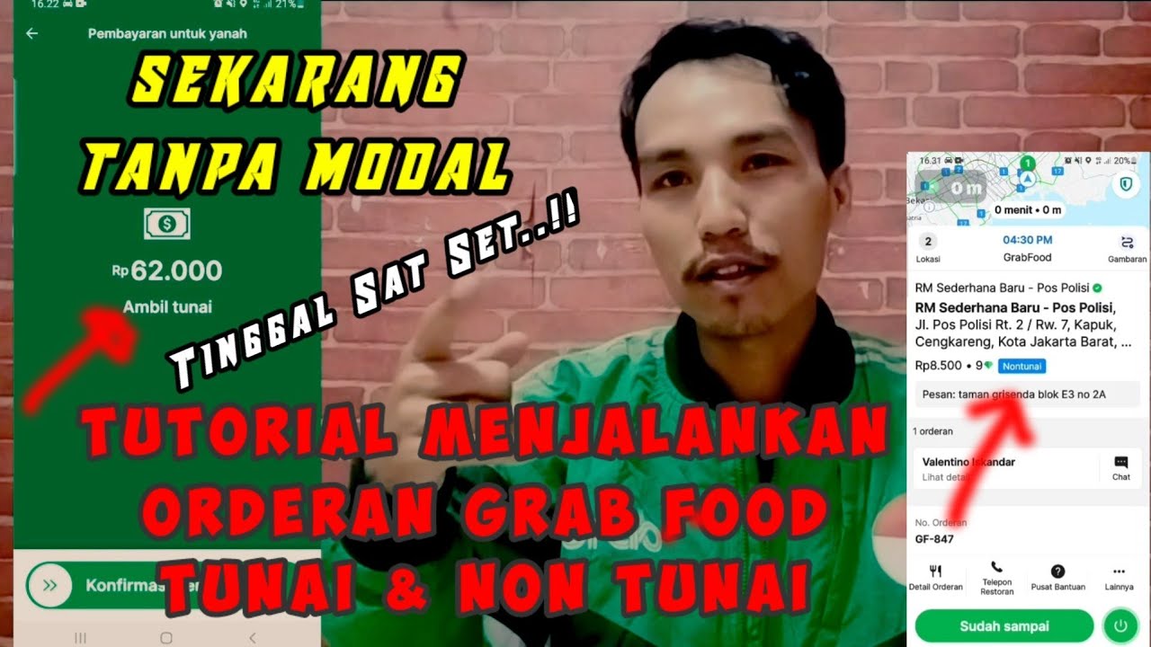 Tutorial Menjalankan Orderan Grab Food Tunai Dan Non Tunai Sampai Selesai Di Jamin Sat Set
