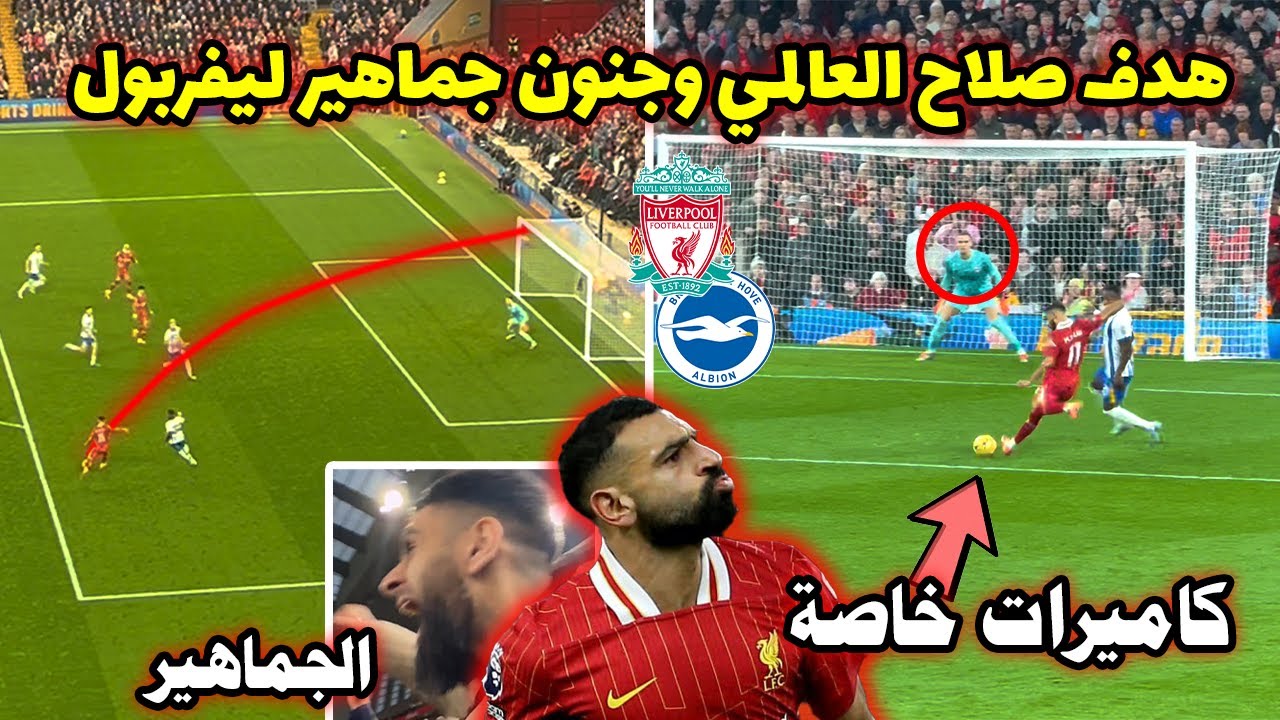 هدف محمد صلاح العالمي ضد برايتون في الدوري الانجليزي وجنون جماهير ليفربول | ردود أفعال جنونية
