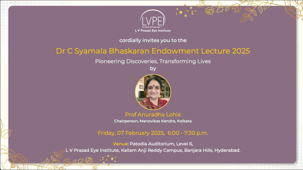 Dr C Syamala Bhaskaran Endowment Lecture 2025 | Prof. Anuradha Lohia